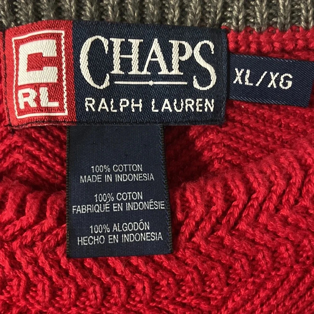 Vintage Ralph Lauren Chaps XL 100% cotton sweater heavy warm winter 80s 90s